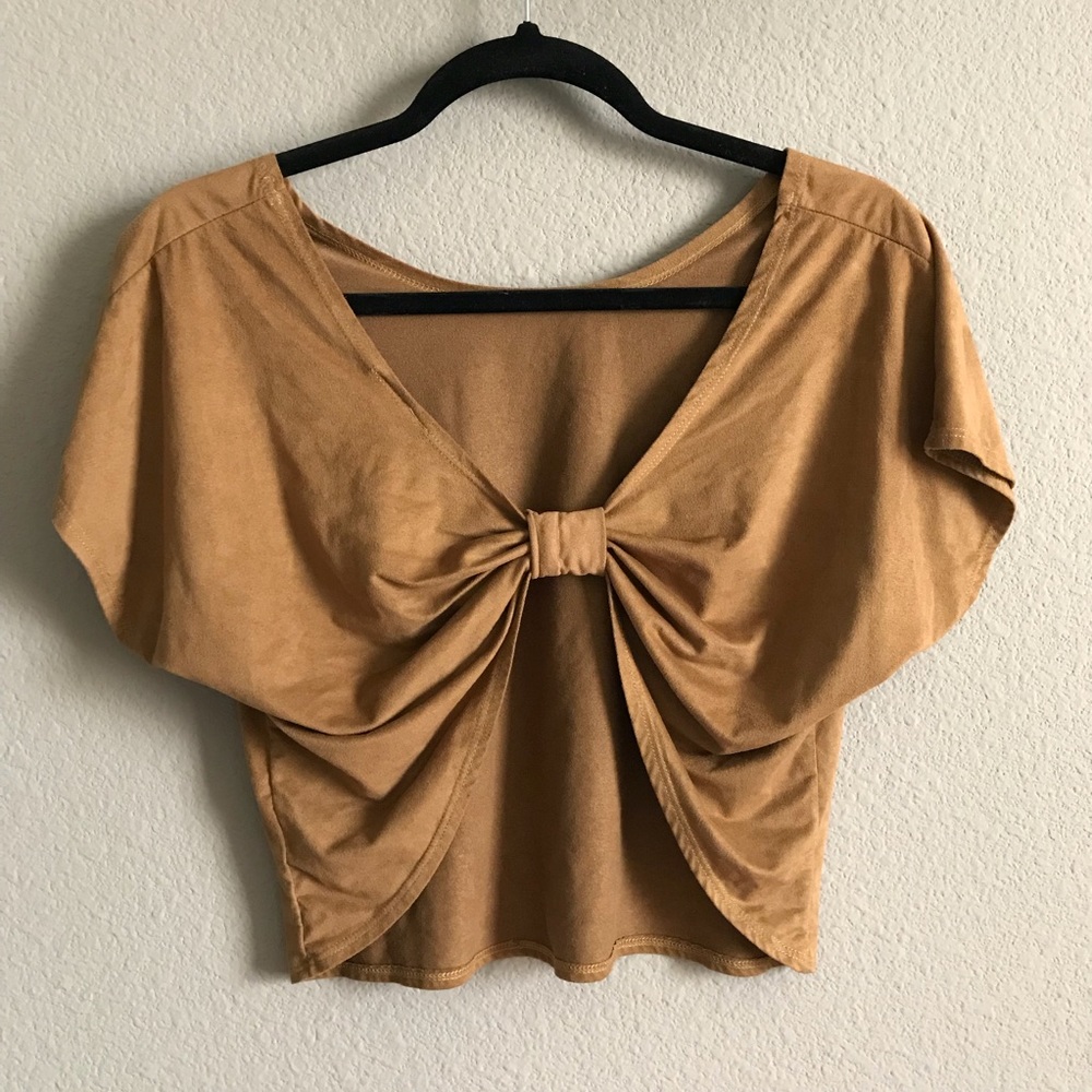 Open Back Faux Suede Crop Top